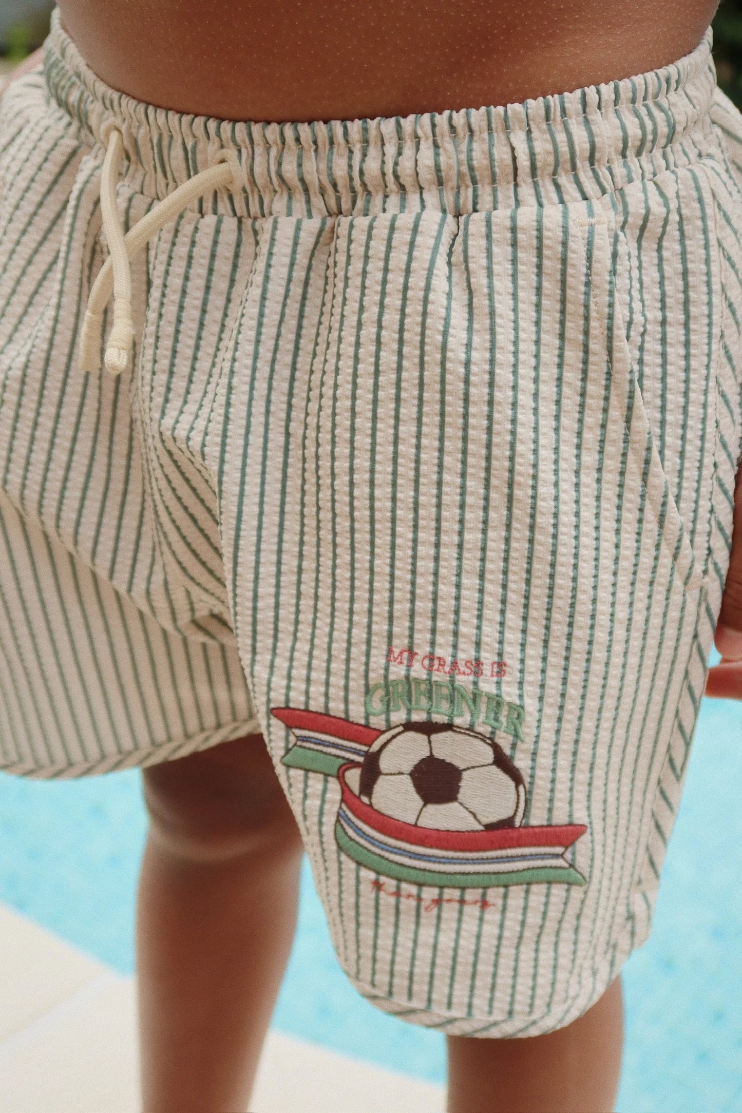 Soccer Swim Shorts | Tea Stripe