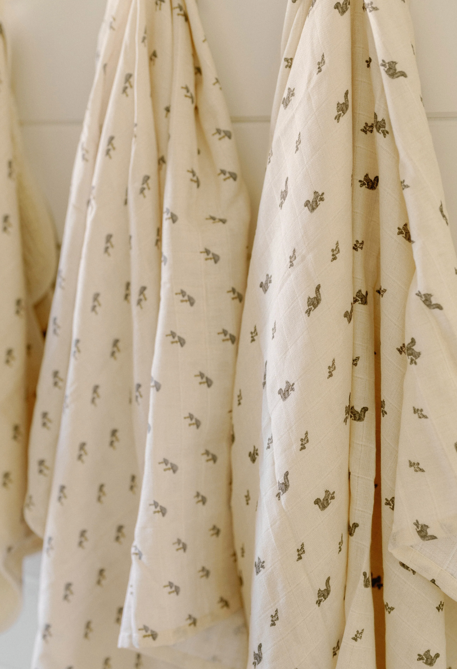 "Mushrooms & Squirrels" Muslin Swaddles