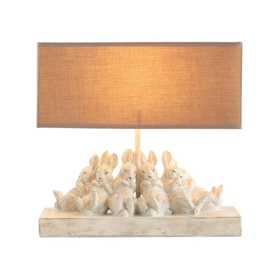 Resin Rabbit Lamp w/ Linen Shade