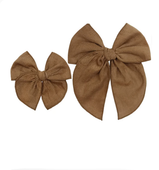 Heirloom Bow Corduroy Clip | Walnut