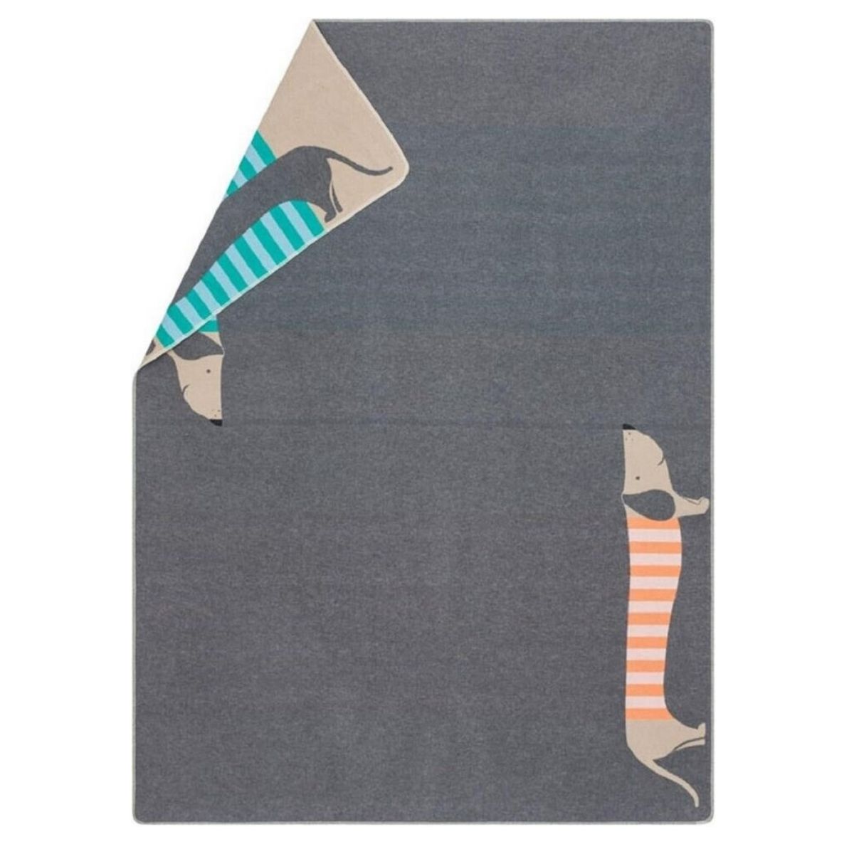 Playful Dachshund Blanket | Charcoal Grey