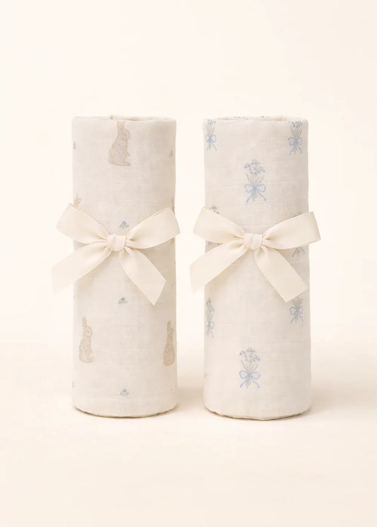 Muslin Swaddle Set | Bunny & Lily of the Valley