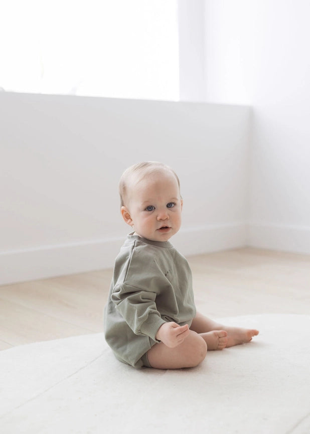 Bubble Sweatshirt Romper | Basil