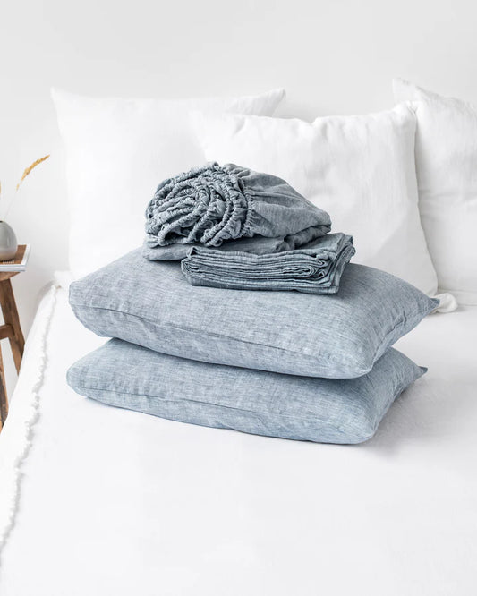 Linen Sheet Set | Blue Mélange