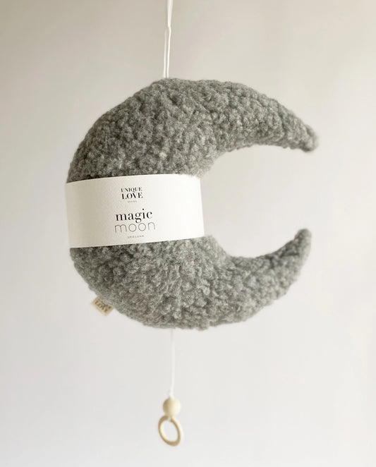 Cozy Magic Moon Musical Mobile | Stone Grey