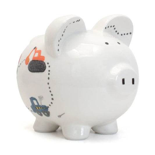 Hard Hat Piggy Bank | White