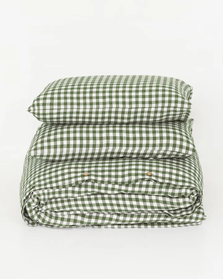Linen Duvet Cover | Forest Gingham