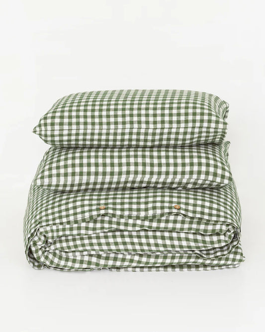 Linen Duvet Cover | Forest Gingham