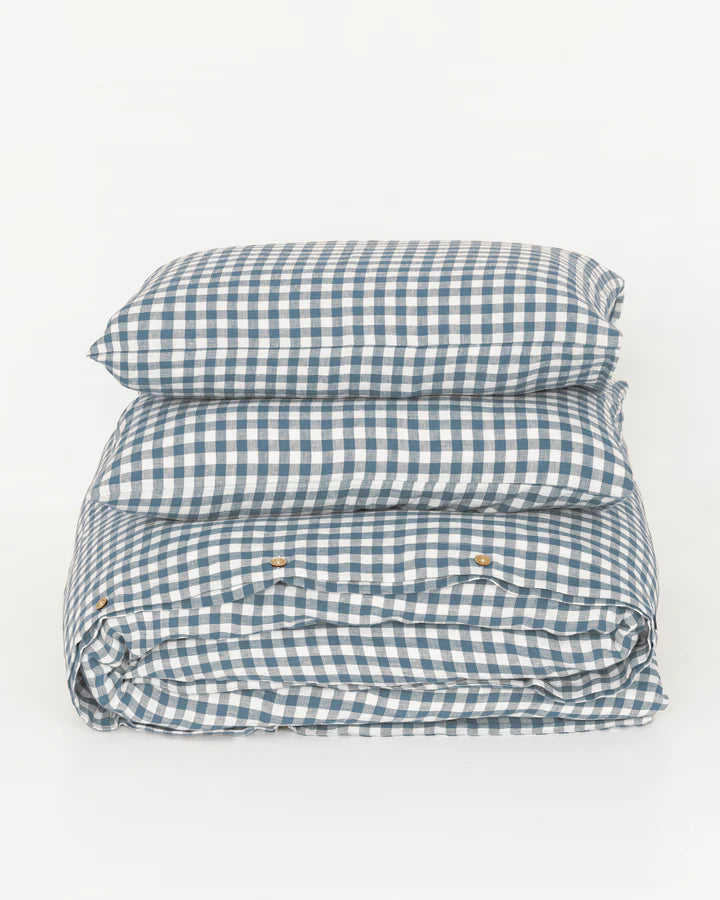 Linen Duvet Cover | Blue Gingham