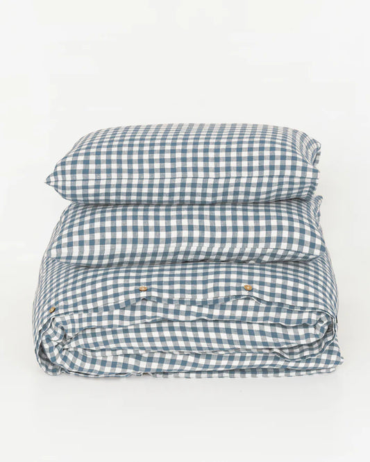 Linen Duvet Cover | Blue Gingham