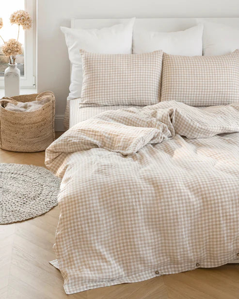 Linen Sheet Set | Natural Gingham