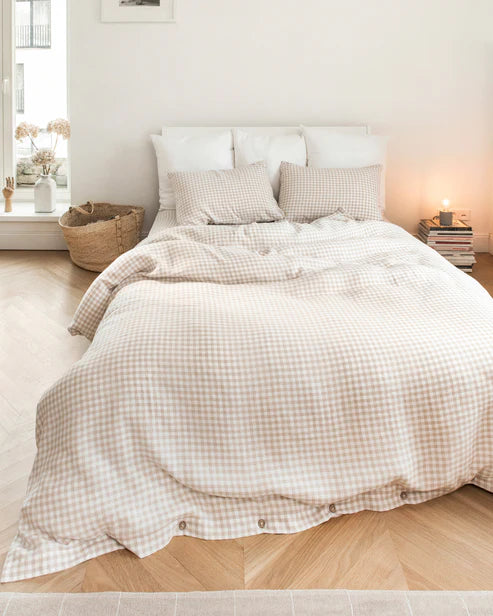 Linen Sheet Set | Natural Gingham