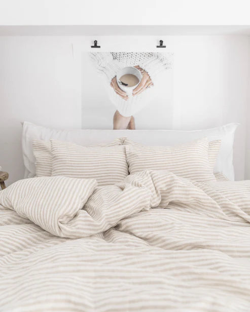 Linen Duvet Cover | Natural Stripe