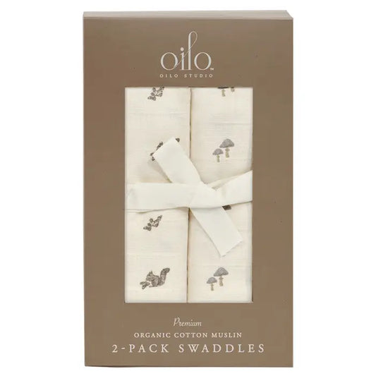 "Mushrooms & Squirrels" Muslin Swaddles