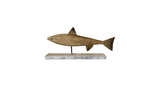 Antique Wooden Carved Mounted Fish | Yellow