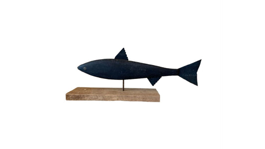 Antique Wooden Carved Mounted Fish | Blue