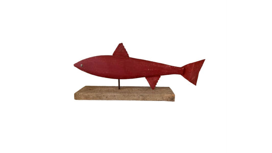 Antique Wooden Carved Mounted Fish | Red