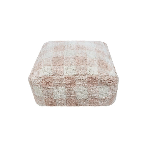 Pink Gingham Pouf