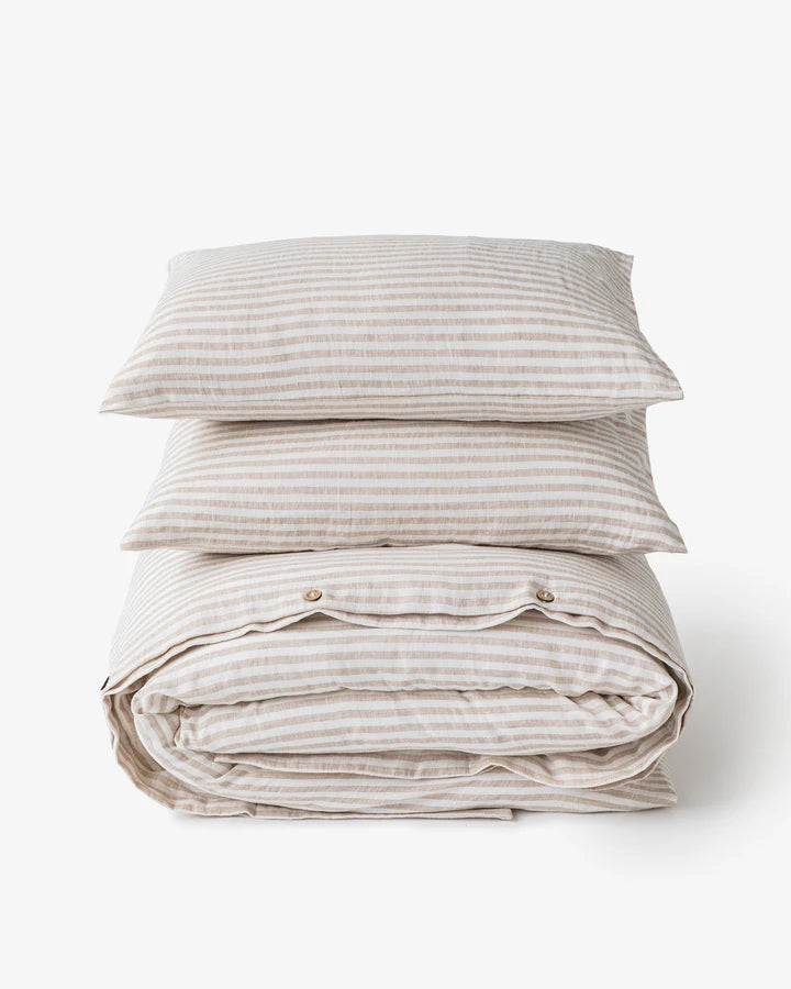 Linen Duvet Cover | Natural Stripe