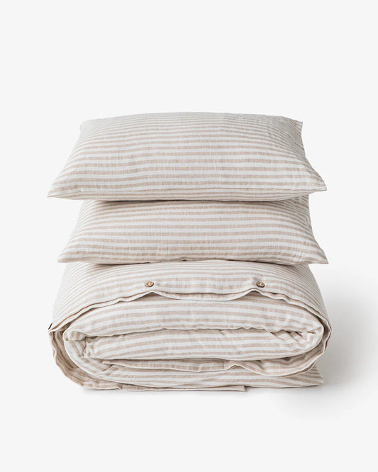 Linen Duvet Cover | Natural Stripe