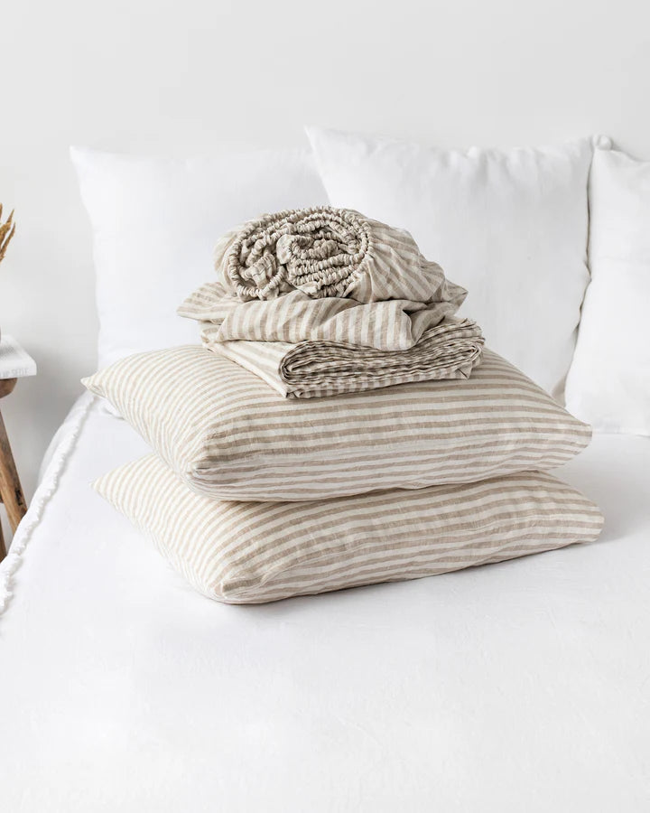Linen Sheet Set | Natural Stripe